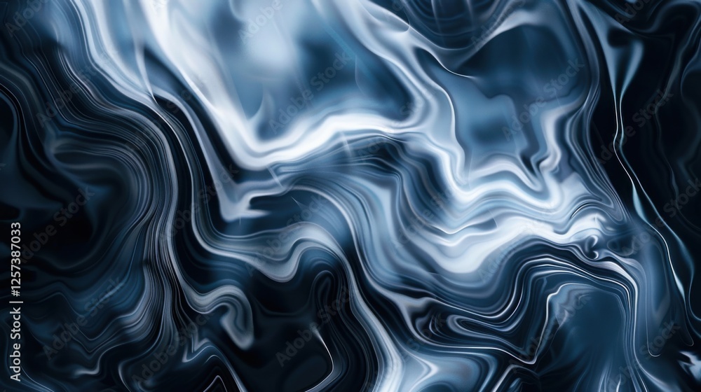 Obraz premium Abstract Blue Background with Fluid Shapes for Design. Banner Template with Central White Space for Text. Ideal for Contemporary Minimalist Projects.