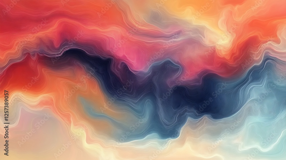 Abstract swirling lines in warm and cool tones Abstract swirling lines in warm and cool tones