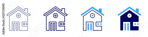 Home equity loan icon in 4 different styles. Thin Line, Line, Bold Line, Duotone. Duotone style. Editable stroke