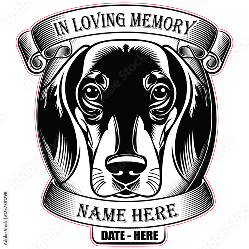 Dachshund Memorial Sign Oval Shaped with Date and Name