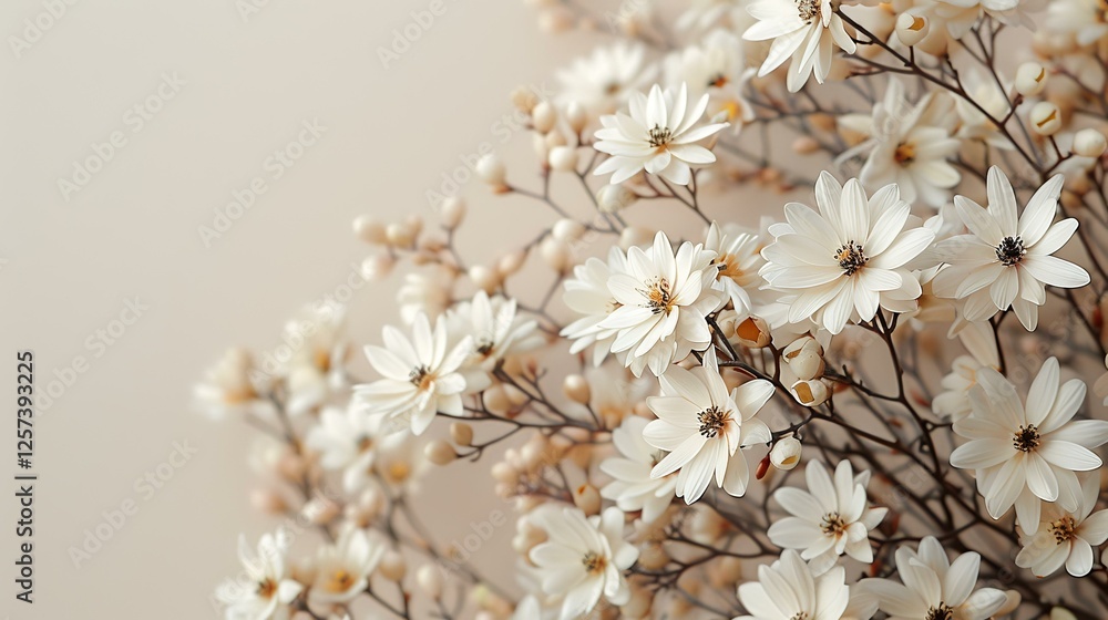 Soft white flowers bouquet, pastel background, decorative arrangement, floral display, perfect for invitations, greetings, or home decor Soft white flowers bouquet, pastel background, decorative arrangement, floral display, perfect for invitations, greetings, or home decor