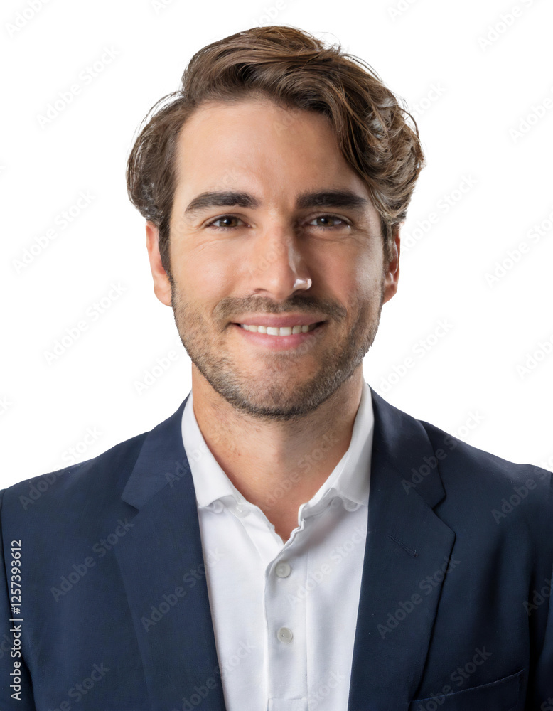 Portrait of only one Man. White Background. Portrait of only one Man. White Background.