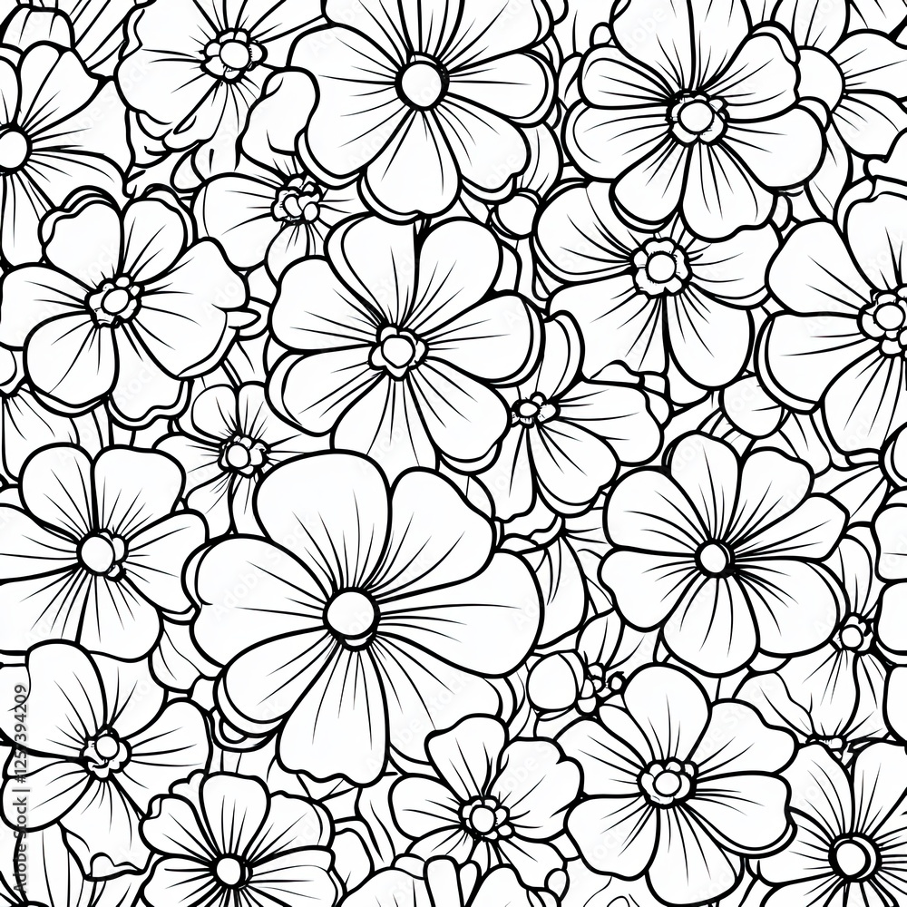 Fototapeta premium Simple Boho Floral Pattern Coloring Book Pages Relaxation Design