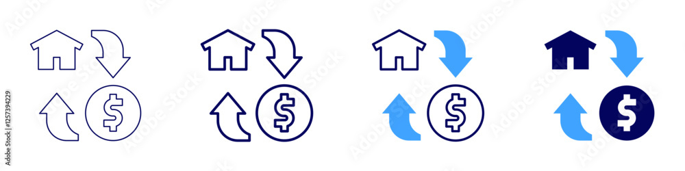 Real estate expansion strategy icon in 4 different styles. Thin Line, Line, Bold Line, Duotone. Duotone style. Editable stroke Real estate expansion strategy icon in 4 different styles. Thin Line, Line, Bold Line, Duotone. Duotone style. Editable stroke