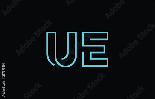 Free Download Illustration of creative typography featuring stylized letters U and E with a minimal blue color theme, suitable for branding and graphic design inspiration. - GFXLoad