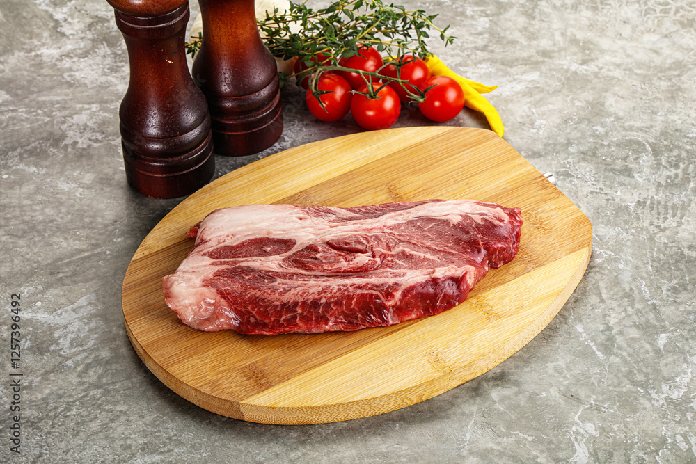 Raw beef chuck roll steak Raw beef chuck roll steak