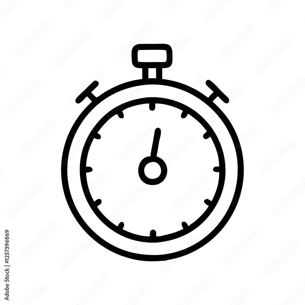 Simple black and white stopwatch icon design for time management concepts Simple black and white stopwatch icon design for time management concepts