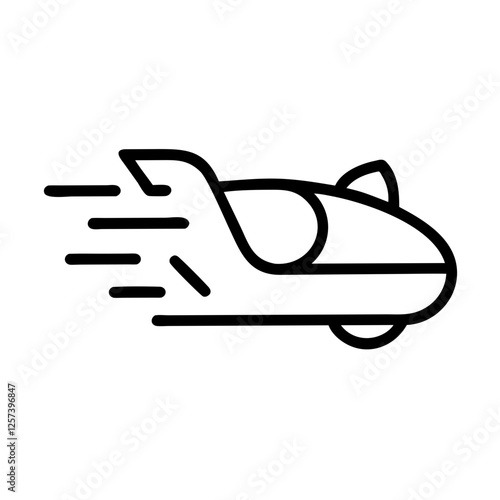 Fast vehicle icon flying independently on clear background