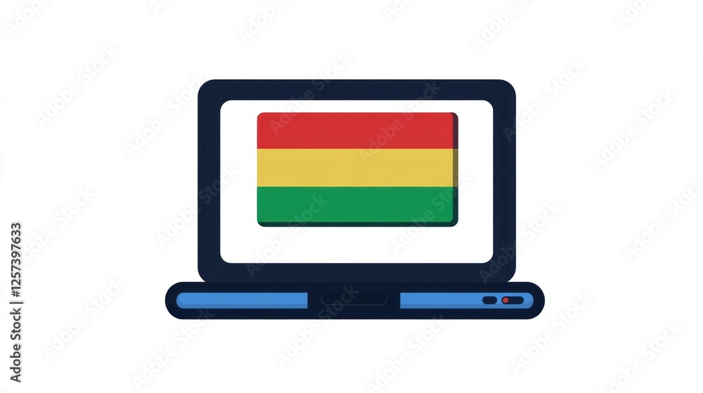 Laptop displaying Bolivian flag, digital graphic, online identity Laptop displaying Bolivian flag, digital graphic, online identity