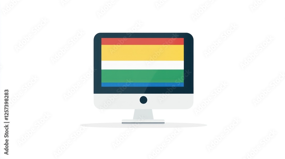Computer Screen Displaying Luxembourgish Flag Computer Screen Displaying Luxembourgish Flag