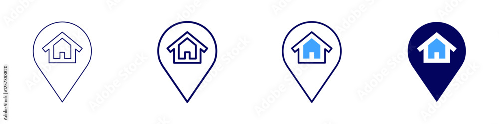 Residential real estate icon in 4 different styles. Thin Line, Line, Bold Line, Duotone. Duotone style. Editable stroke Residential real estate icon in 4 different styles. Thin Line, Line, Bold Line, Duotone. Duotone style. Editable stroke