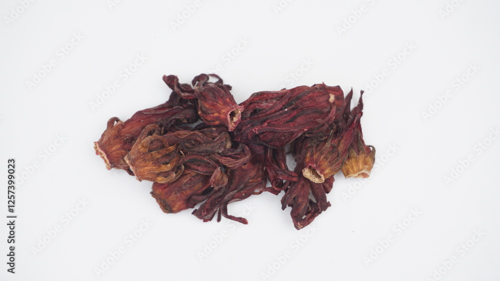 Pile of Dried Red Roselle Isolated on White Background Pile of Dried Red Roselle Isolated on White Background