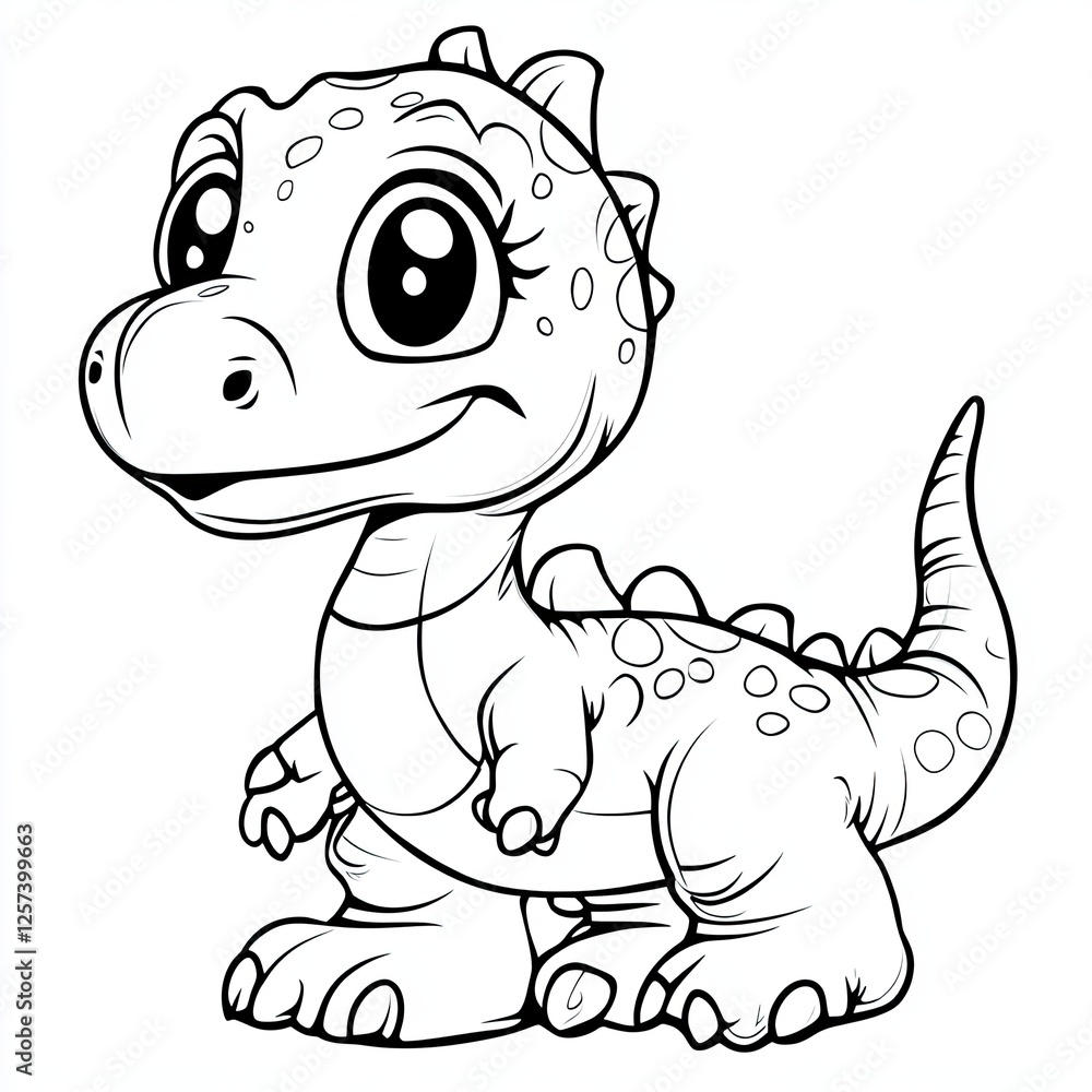 Fototapeta premium Adorable Dinosaur Coloring Page Simple Illustration for Kids