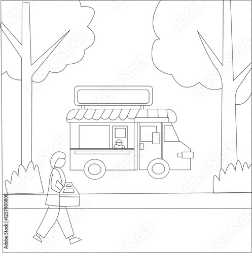 Eco food truck with sustainable business vector illustration graphic design