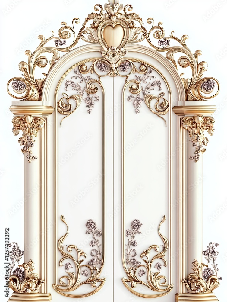 Obraz premium Ornate Gold And White Double Door Panel Design