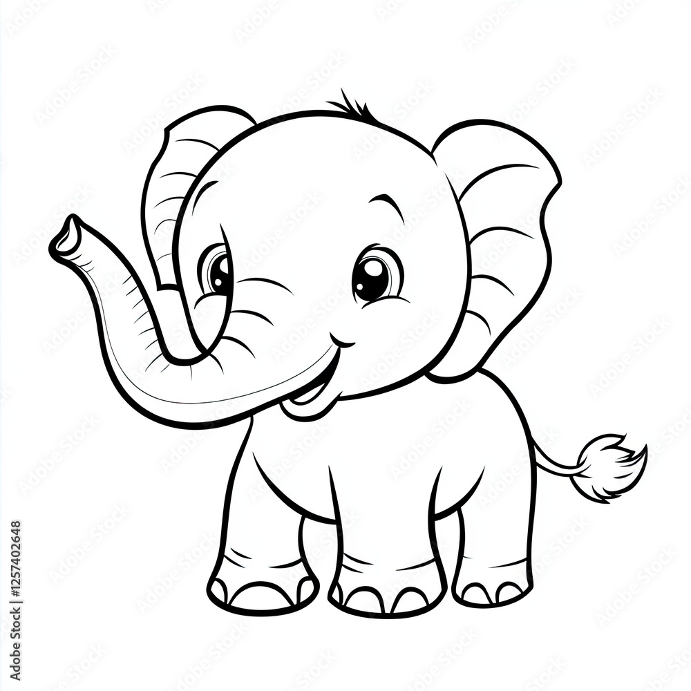 Obraz premium Charming Elephant Coloring Page Simple Illustration for Kids