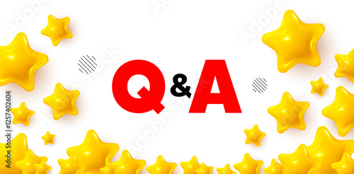 Questions answers winner banner with 3d stars. Golden stars banner. Questions and answers icon. Answer question sign. Faq symbol. Review rate background. Vector