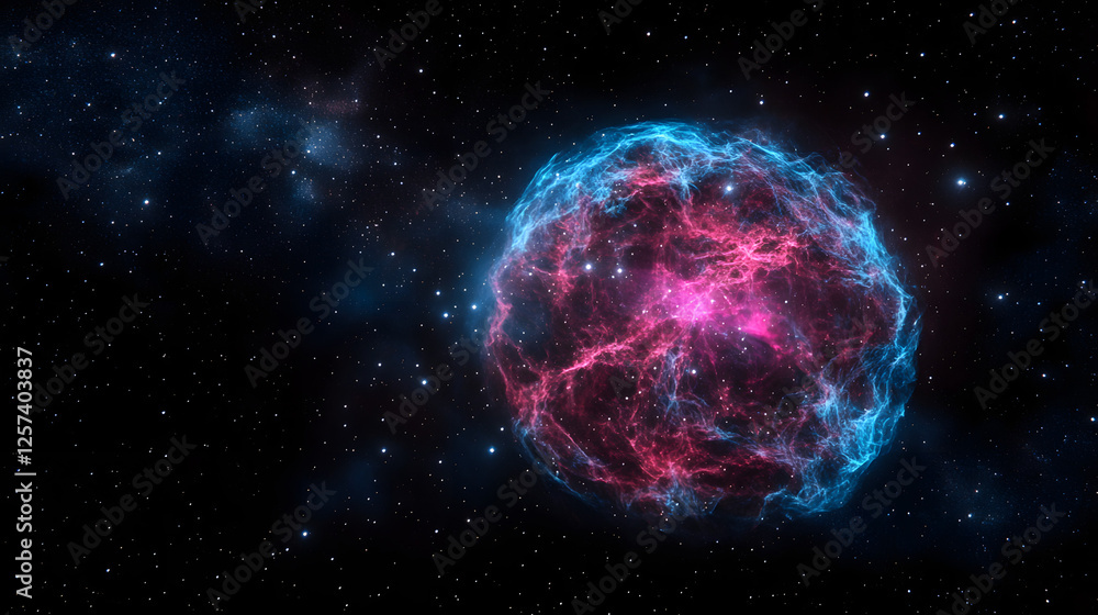 A planet and star system with many stars and galaxies in the background.
A planet and star system with many stars and galaxies in the background.