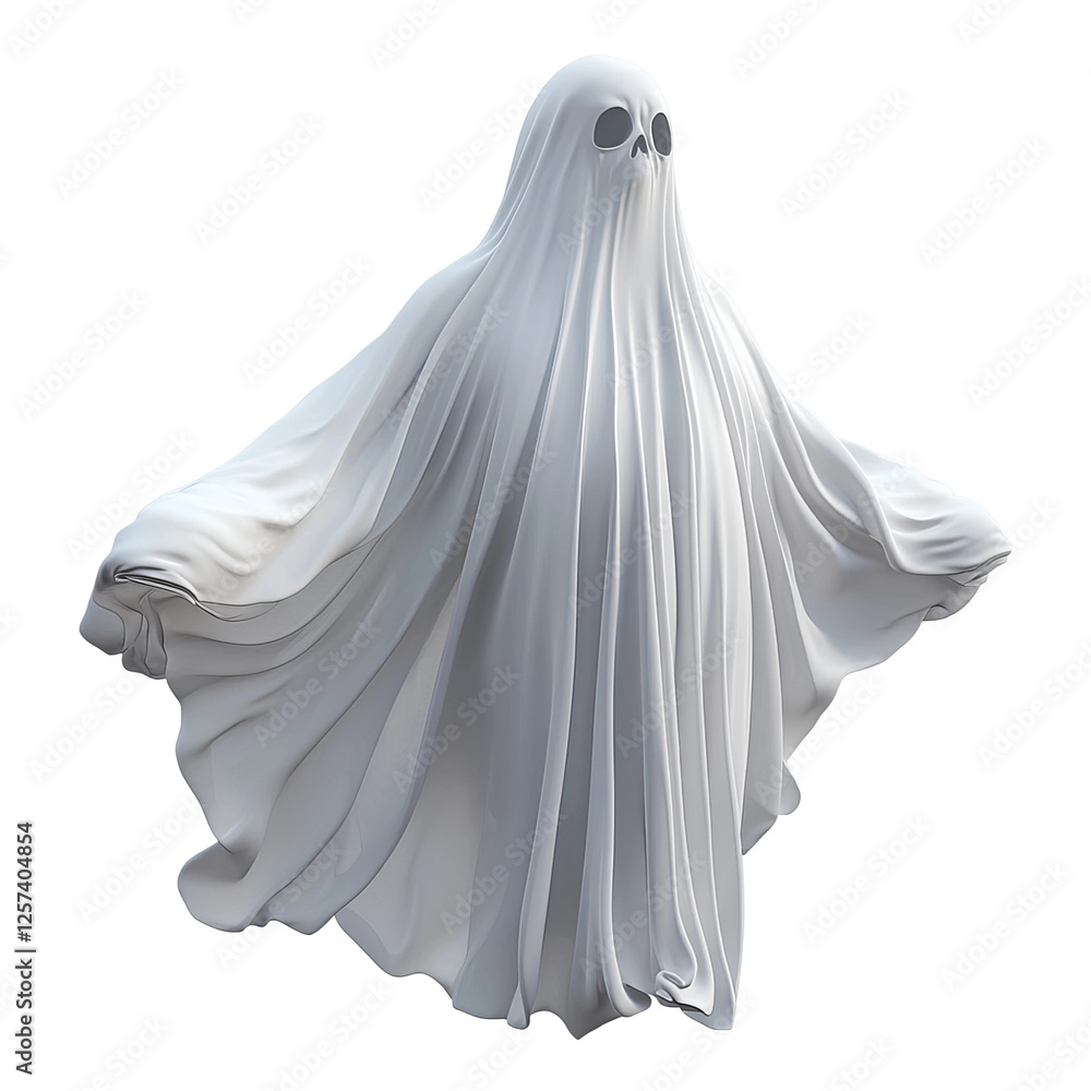Flying halloween ghost in a white sheet png file of isolated cutout object with shadow Flying halloween ghost in a white sheet png file of isolated cutout object with shadow