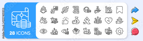 Finance line icons. Interest rate, AI generate, Inflation icons. Accounting coins, Budget Investment, Trade Strategy icons. Finance management, Budget gain and Business asset. Vector