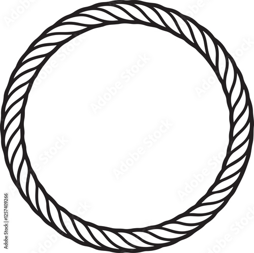 Round Rope silhouette, black and white silhouette, vector and illustration