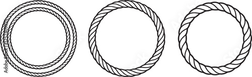 Set of Round Rope silhouette, black and white silhouette, vector and illustration