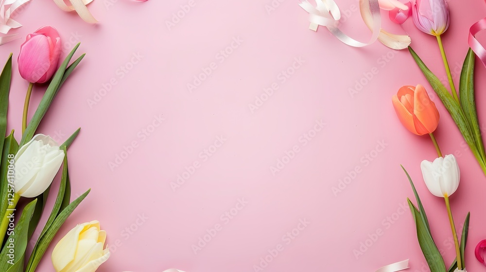 Women's Day Plain Background: On the Simple Canvas, Female Radiance Blooms Women's Day Plain Background: On the Simple Canvas, Female Radiance Blooms