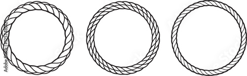 Set of Round Rope silhouette, black and white silhouette, vector and illustration