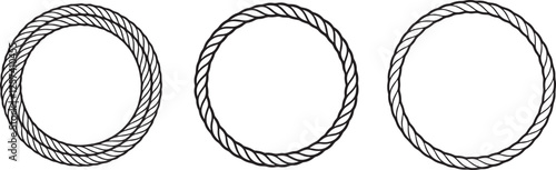 Set of Round Rope silhouette, black and white silhouette, vector and illustration