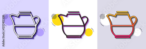 Milk jug for coffee icon. Halftone dotted pattern. Gradient icon with grain shadow. Fresh drink sign. Beverage symbol. Line milk jug icon. Various designs. Vector