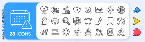 Presentation, Local grown and Car charging line icons. Interest rate, AI generate, Inflation icons. Pack of Idea, Analytics, Coronavirus icon. Stock analysis, Home facility, Energy pictogram. Vector