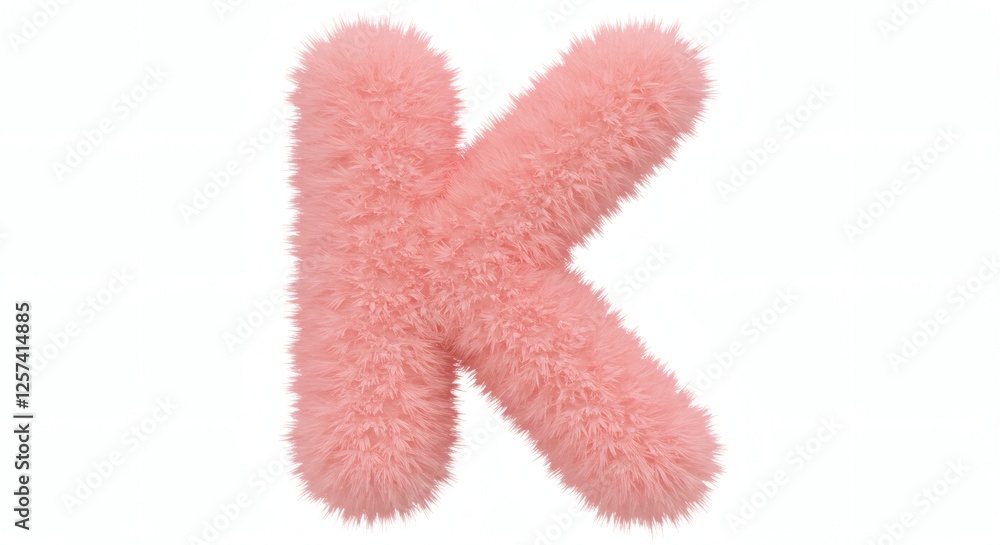 Fluffy Pink Letter K Isolated on White Background for Design Projects Fluffy Pink Letter K Isolated on White Background for Design Projects
