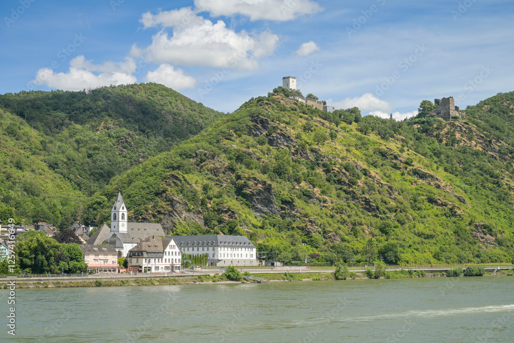 Naklejka premium Kamp-Bornhofen, Burg Sterrenberg, Burg Liebenstein, Rheinland-Pfalz, Deutschland