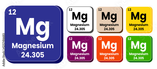 Mg, Magnesium element vector icon set, periodic table element. Vector illustration EPS 10 File. Isolated on white background.
