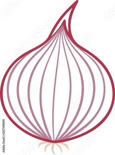 Onion vector art with a white background. Whole red onion and slice isolated on a white background.