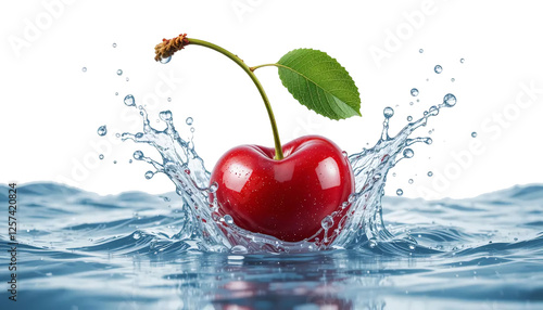 cherry in water splash no background