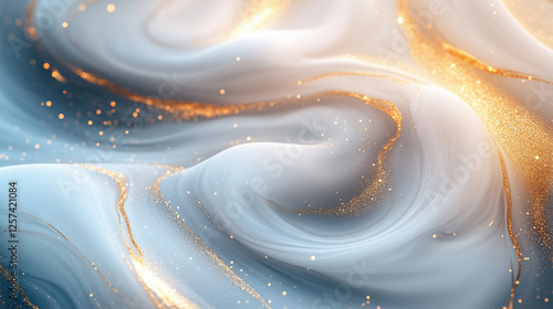 Abstrakcyjny wzór fali biało czarnej z dodatkiem złota, tło dla projektu, tapeta generative ai  © Elżbieta Kaps