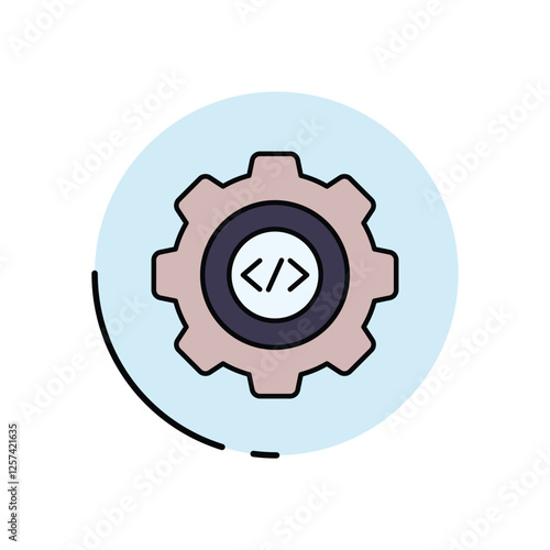 Code brackets with gears vector icon