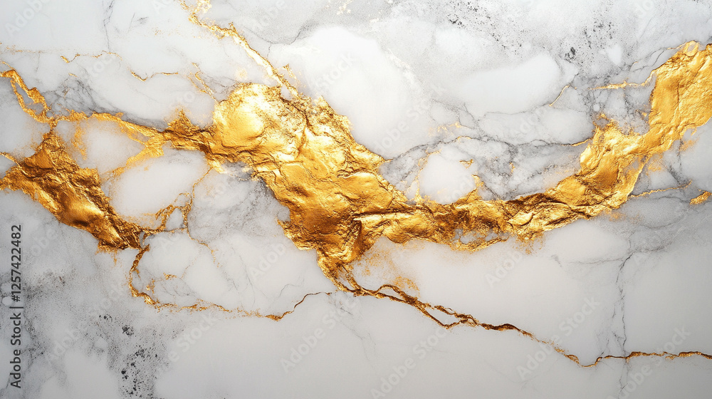 Fototapeta premium Biały ekskluzywny marmur, delikatny wzór złota, dekoracja płytka generative ai