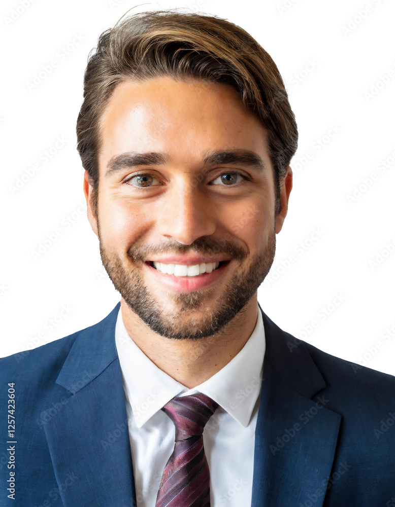 Portrait of only one Man. White Background. Portrait of only one Man. White Background.