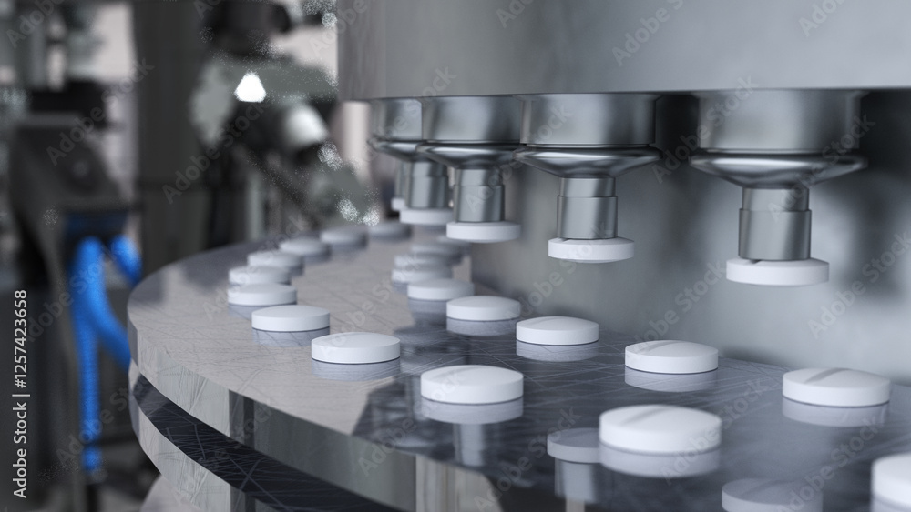 factory of the pharmaceutical industry. pills on the conveyor