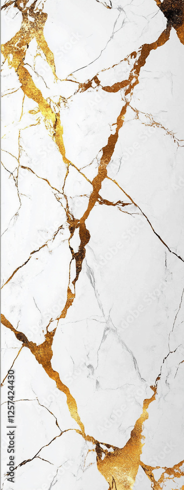 Fototapeta premium Biały ekskluzywny marmur, delikatny wzór złota, dekoracja płytka generative ai