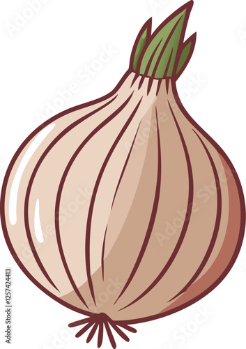 Onion vector art with a white background. Whole red onion and slice isolated on a white background.