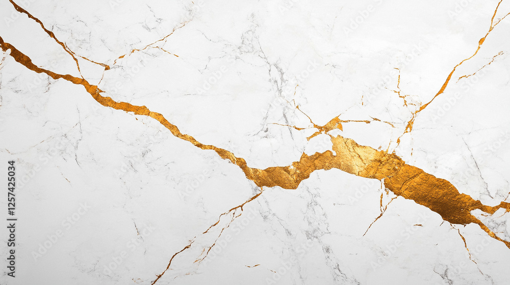 Fototapeta premium Biały ekskluzywny marmur, delikatny wzór złota, dekoracja płytka generative ai