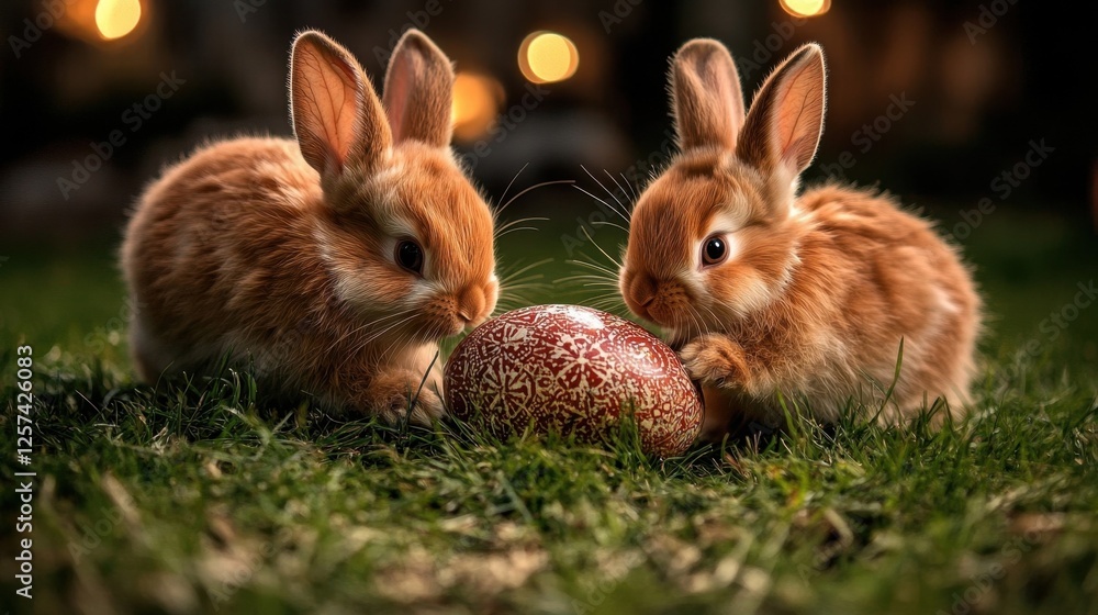 Fototapeta premium Easter Bunnies with Egg