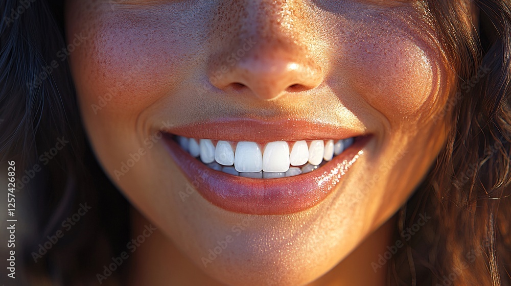 A Close Up Of A Woman Smiling Showing White Teeth A Close Up Of A Woman Smiling Showing White Teeth
