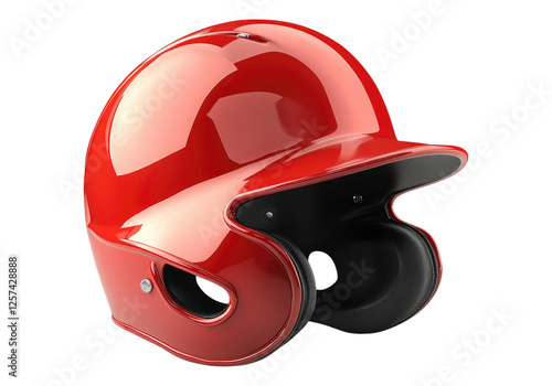 Red baseball helmet.