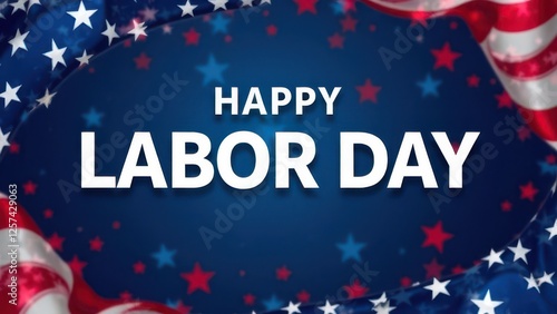 Happy labor day greeting card celebrating american workers with stars and stripes photo