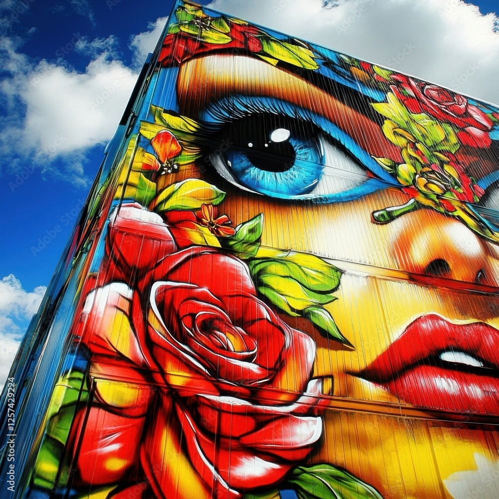 Fototapeta premium Colorful Graffiti Mural on Building.