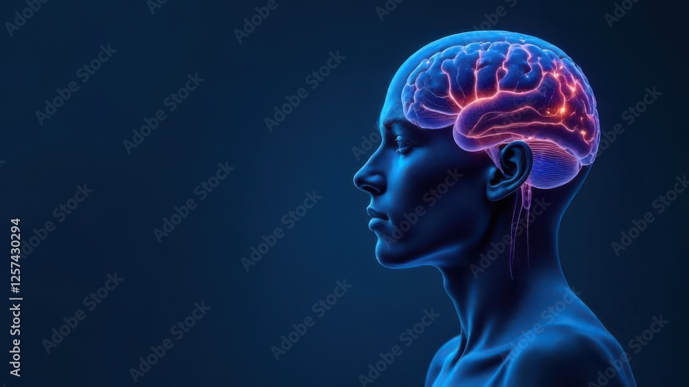 Human brain showing working parietal lobe in profile view Human brain showing working parietal lobe in profile view